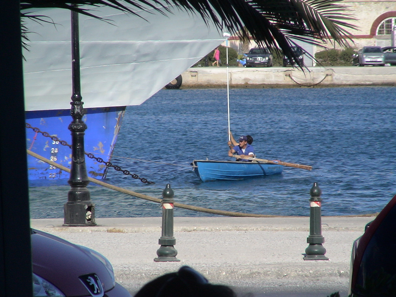Boat being painted in Paros