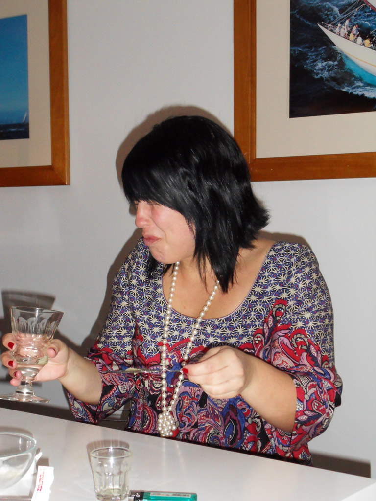 Rhiannon enjoys the Absinthe